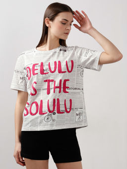 VERO MODA - White Typographic Print T-Shirt
