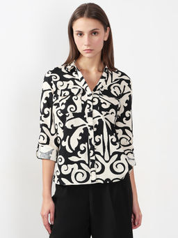 VERO MODA - White & Black Printed Shirt