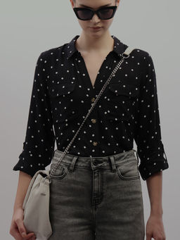 VERO MODA - Black Polka Dots Printed Shirt