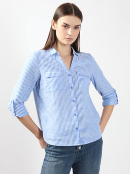 VERO MODA - Blue Striped Pattern Shirt