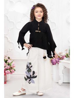 Lagorii - Top and Ivory Pants Set - Black