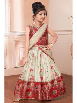 Lagorii - Patchwork Lehenga Choli with Attached Dupatta Red