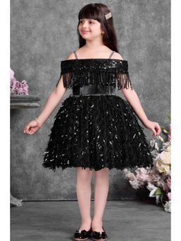 Lagorii - Sequin Party Knee Frock-Black