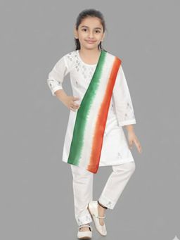 Pehanaava - Woven Embroidery Kurta and Pant with Dupatta-White