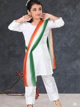 Pehanaava - Woven Embroidery Kurta and Pant with Dupatta-White