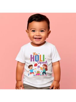 KNITROOT - Cotton Knit Holi Theme The Holi Squad Printed T-Shirt - White