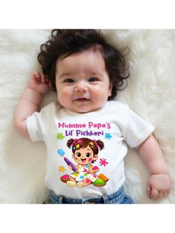 KNITROOT - Cotton Knit Holi Theme Mumma Papa'S Lil' Pichkari Printed T-Shirt - White