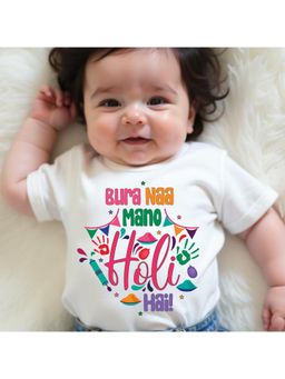 KNITROOT - Cotton Knit Holi Theme Bura Naa Mano Holi Hai! Printed T-Shirt - White