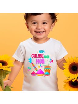 KNITROOT - Cotton Knit Holi Theme Meri Gulaal Wali Holi Printed T-Shirt - White