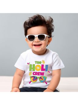 KNITROOT - Cotton Knit Holi Theme The Holi Crew Printed T-Shirt - White