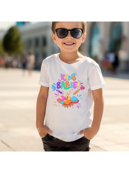 KNITROOT - Cotton Knit Holi Theme Rang Barse! Printed T-Shirt - White