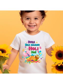 KNITROOT - Cotton Knit Holi Theme Bura Naa Maano Holi Hai! Printed T-Shirt - White