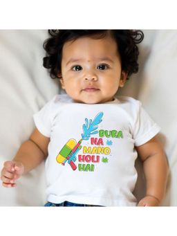 KNITROOT - Cotton Knit Holi Theme Bura Na Mano Holi Hai Printed T-Shirt - White