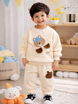Little Surprise Box - Ivory Bear 3D Legs Sweatshirt and Jogger