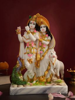DecorTwist - Lord Radha Krishna Radhey Shyam Idol Murlimanohar Idol Statue In Marble Dust