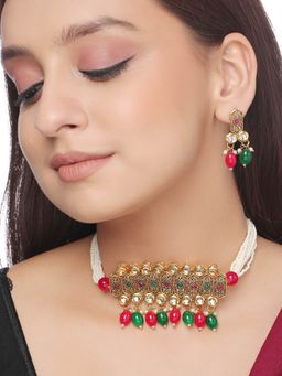 Shoshaa - Gold-Plated Kundan Multi Choker Set