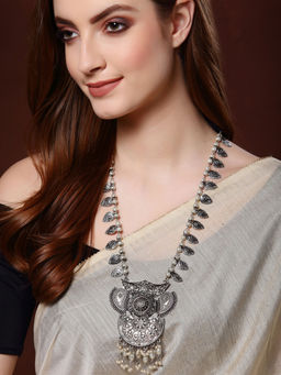 PANASH - Oxidized & Silver-lookalike German Silver Tribal Statement Necklace
