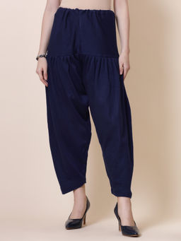 Clora Creation - Navy Blue Solid Semi Patiala Woolen Salwar