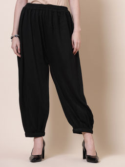 Clora Creation - Black Solid Woolen Afghani Salwar