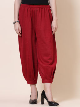 Clora Creation - Maroon Solid Woolen Afghani Salwar