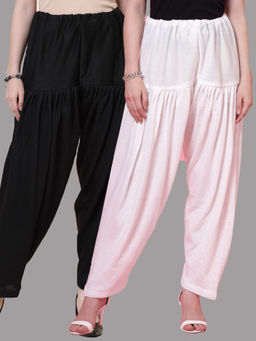 Clora Creation - Black & White Solid Woolen Salwar (Pack Of 2)