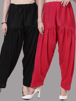 Clora Creation - Black & Magenta Solid Woolen Salwar (Pack Of 2)