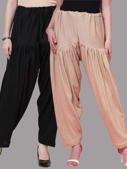 Clora Creation - Black & Fawn Solid Woolen Salwar (Pack Of 2)