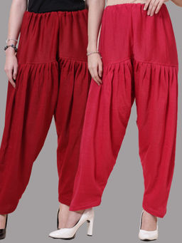 Clora Creation - Maroon & Magenta Solid Woolen Salwar (Pack Of 2)