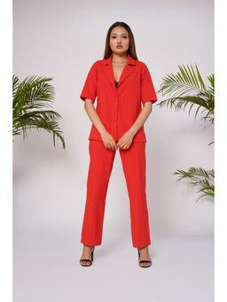 SALVIA SKY - Flame Red Shirt & Pant Co-Ord (Set of 2)