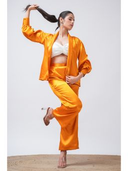 SALVIA SKY - Orange Jacket & Bralette with Pant Co-Ord (Set of 3)