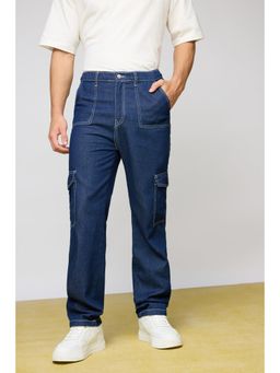 FREAKINS - Storm Blue Elasticated Mens Cargo Jeans