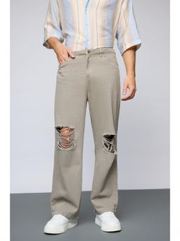 FREAKINS - Grit and Grind Distressed Mens Wide Leg Jeans