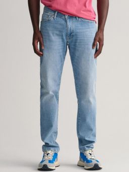 GANT - Men Blue Washed Mid Rise Extra Slim Fit Jeans