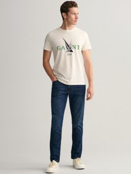 GANT - Men Blue Washed Mid Rise Slim Fit Jeans
