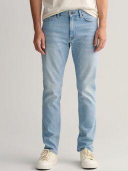 GANT - Men Blue Washed Mid Rise Slim Fit Jeans