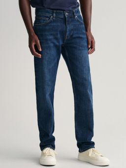 GANT - Men Blue Washed Mid Rise Regular Fit Jeans