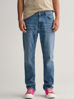 GANT - Men Blue Washed Mid Rise Regular Fit Jeans