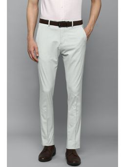 Louis Philippe - Men Grey Carrot Fit Solid Flat Front Formal Trousers