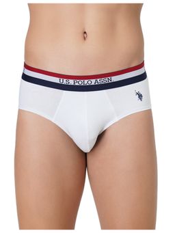 U.S. POLO ASSN. - Mens Solid Cotton Mid Rise Briefs White