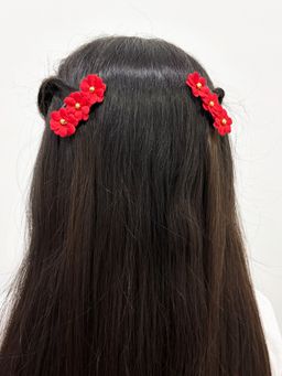 Lime By Manika - Floral Clips Red and Gold