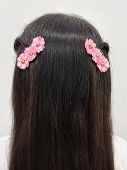 Lime By Manika - Floral Clips Pink and Gold