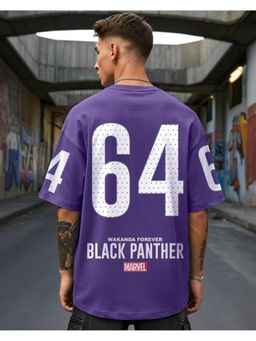 Bewakoof - Heavy Duty 1.0 Official Marvel Men's Blue Black Panther Graphic Printed Oversized T-shirt
