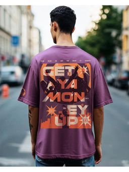Bewakoof - Heavy Duty 1.0 Men Purple Graphic Printed Oversized T-Shirt