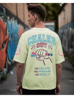 Bewakoof - Men Fog Green Chalks Out Graphic Printed Oversized T-Shirt