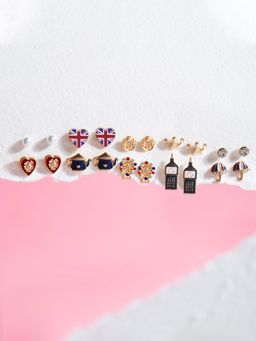 Accessorize London - Women's London Stud Earrings (Pack of 10)