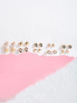 Accessorize London - Women's Hammered Metal Stud Earrings (Pack of 10)