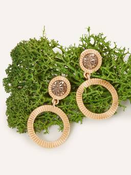 Accessorize London - Women's Gem Ridged Circle Drop Earrings