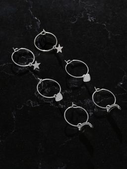 Accessorize London - Women's Star and Moon Hoop Earrings (Pack of 3)