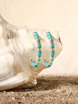 Accessorize London - Women's Turquoise Stone Hoops