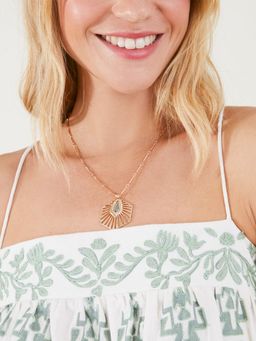 Accessorize London - Women's Pearlized Hexagon Pendant Necklace